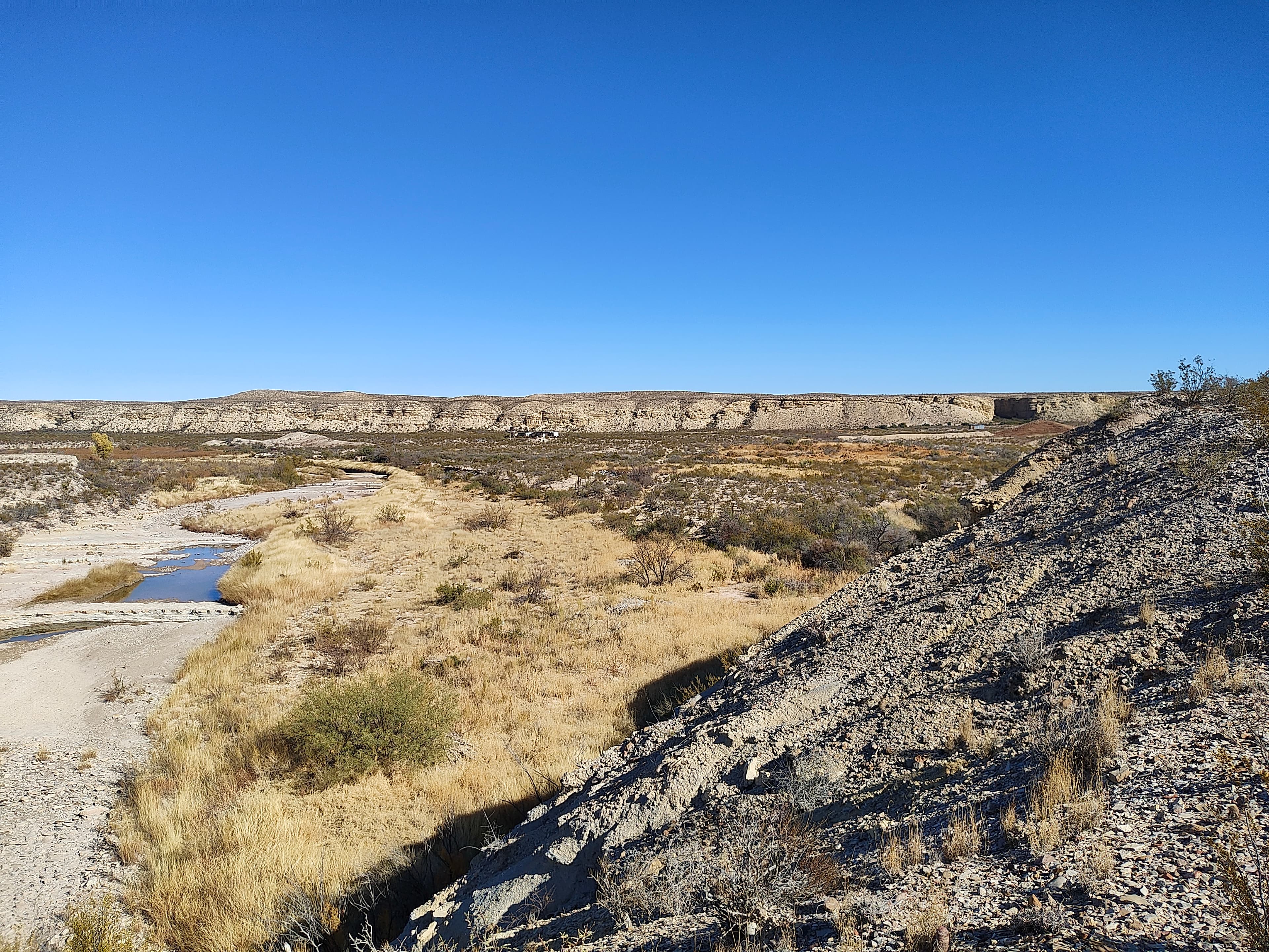 Terlingua Creek winding through the desert below an overlook